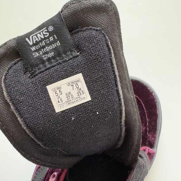 NWT Vans Sk8-hi Maroon/Burgundy Velvet Sneakers - Picture 8 of 9